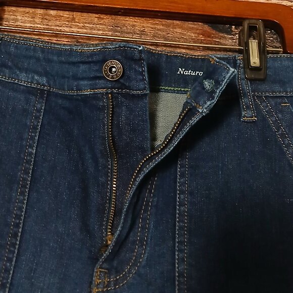 Orvis Jeans Size 14 Natural Rise Crop Capri Dark Blue Denim Stretch Flap Pocket - Picture 6 of 10